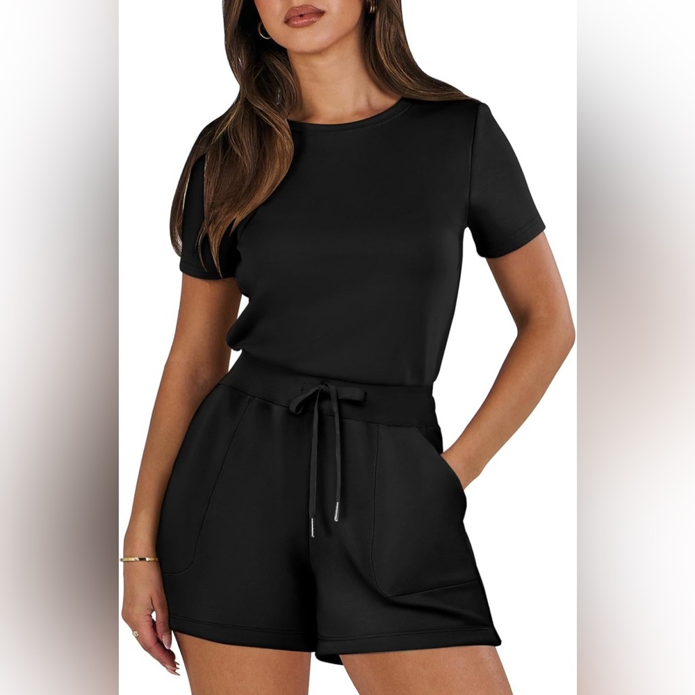 ANRABESS Dressy Short Sleeve Tshirt Rompers jumpsuit Travel Vacation Outfit 2025 - Picture 2 of 5